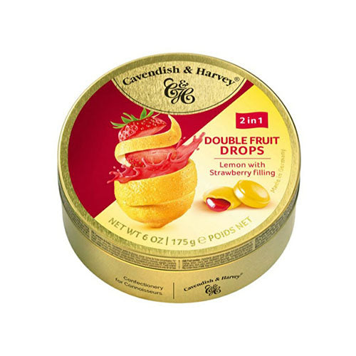 Cavendish And Harvey Double Fruit Drops Lemon With Strawberry Filling 175g