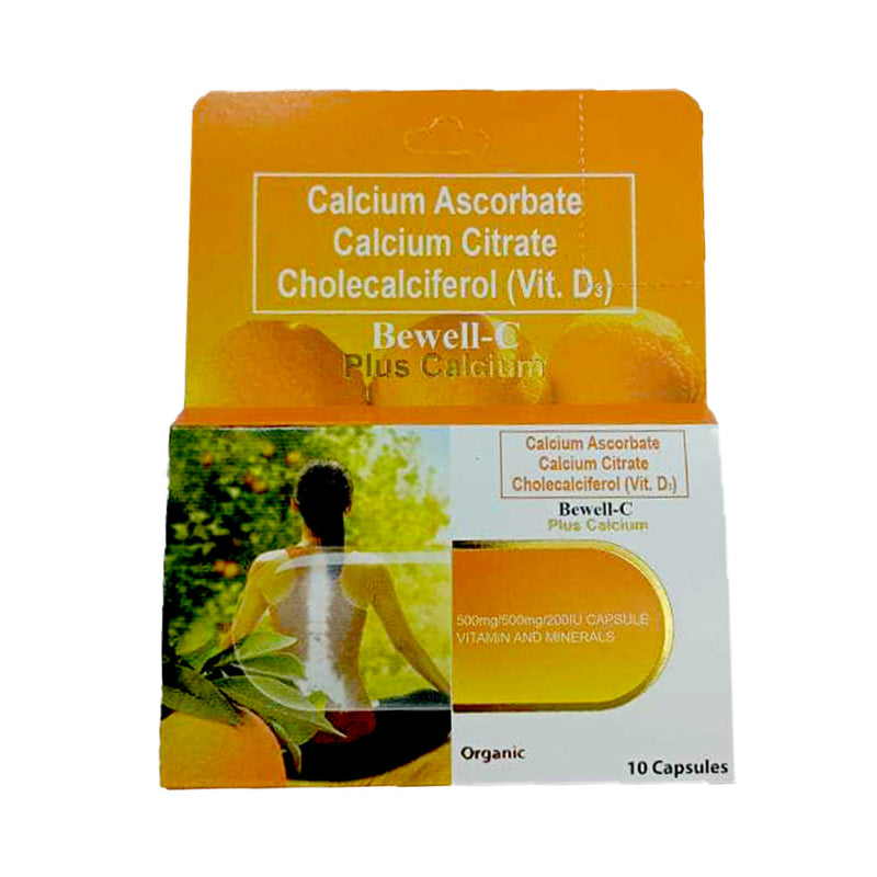 Bewell C+ Calcium 500mg/600mg/200IU Capsule 10's