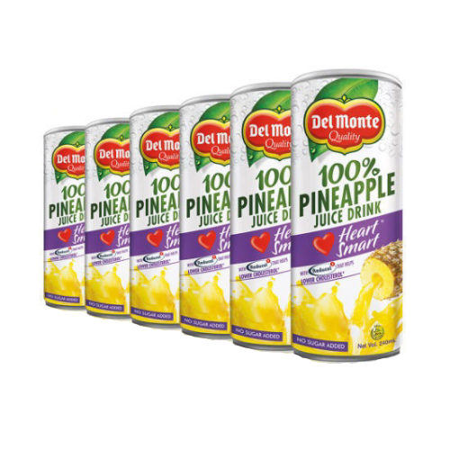 Del Monte 100% Juice Pineapple Heart Smart (202) 240ml x 6's