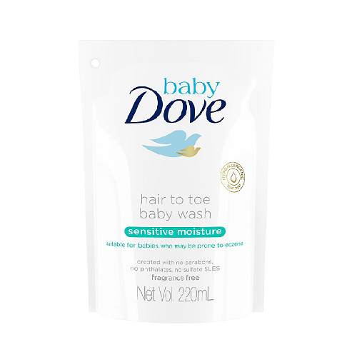 Dove Hair To Toe Baby Wash Sensitive Moisture Refill 220ml