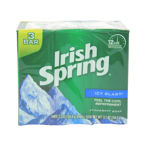 Irish Spring Soap Icy Blast 104.8g (3.7oz)  x 3's