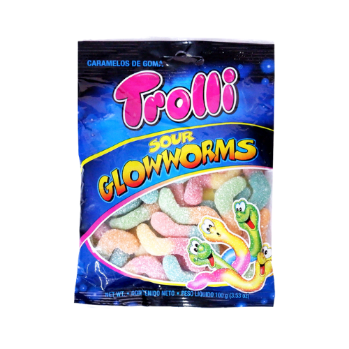 Trolli Gummy Candy Sour Glow Worms 100g