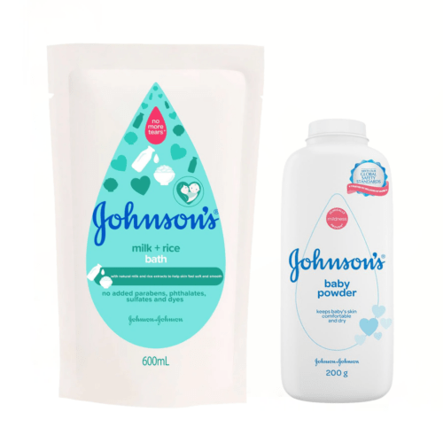 Johnsons Skin Care Johnson's Baby Bath Milk + Rice Refill 600ml Free Johnson's Baby Powder 200g